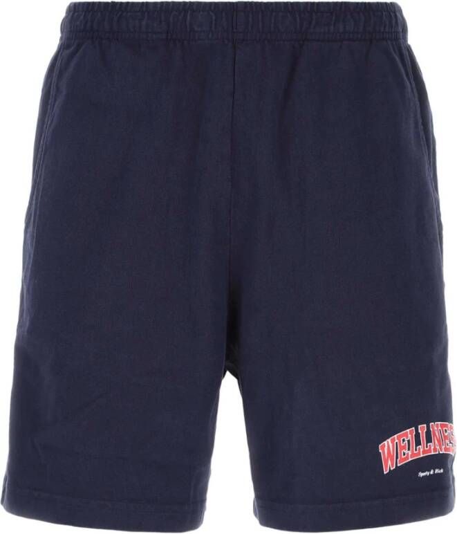 Sporty & Rich Navyblauwe katoenen Bermuda shorts Blauw Heren