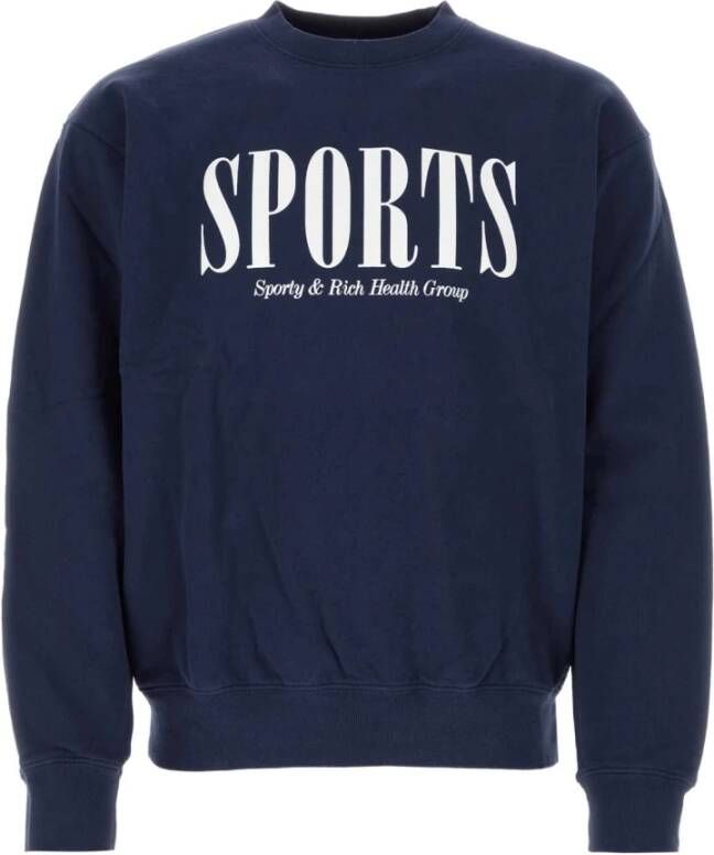 Sporty & Rich Navyblauwe katoenen sweatshirt Blauw Heren