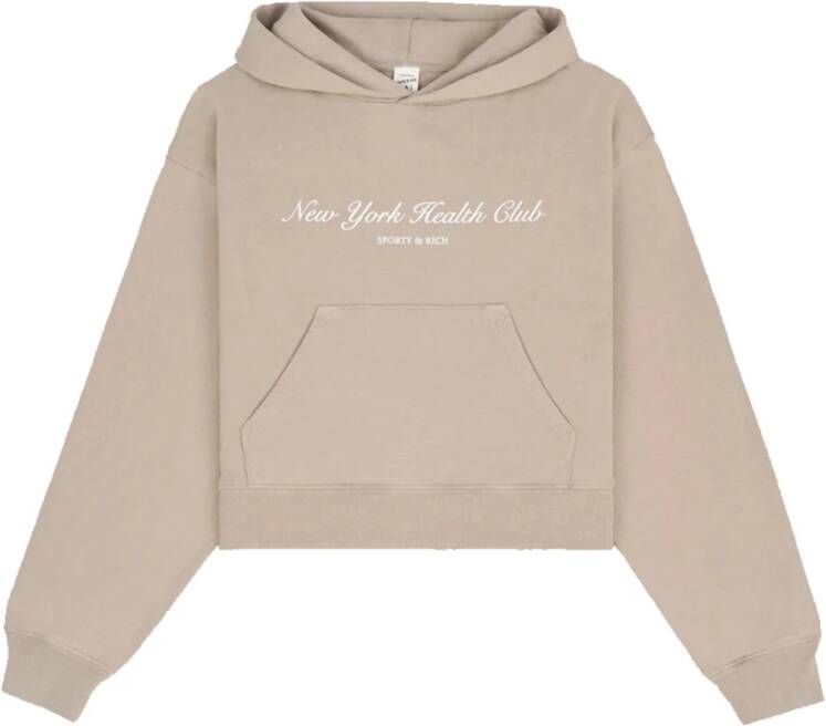 Sporty & Rich Beige Cropped Hoodie met Logo Print Beige Dames