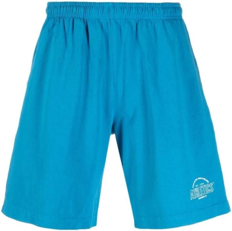 Sporty & Rich Ocean Blue Logo-Print Zwembroek Blauw Heren