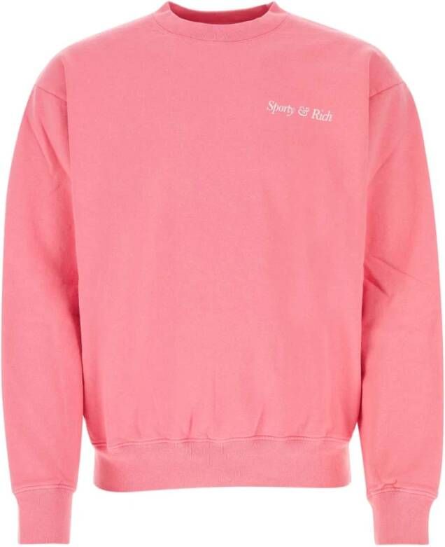 Sporty & Rich Roze katoenen sweatshirt Stijlvol en comfortabel Roze Heren