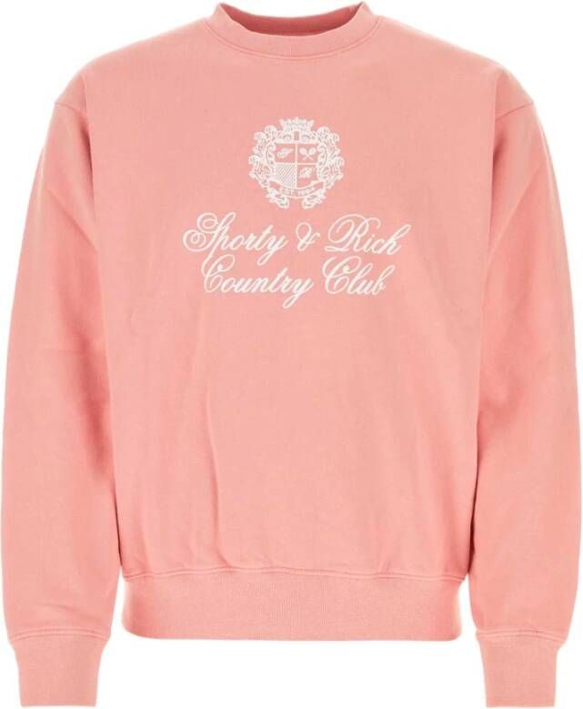 Sporty & Rich Roze Katoenen Sweatshirt Stijlvol en Comfortabel Roze Heren