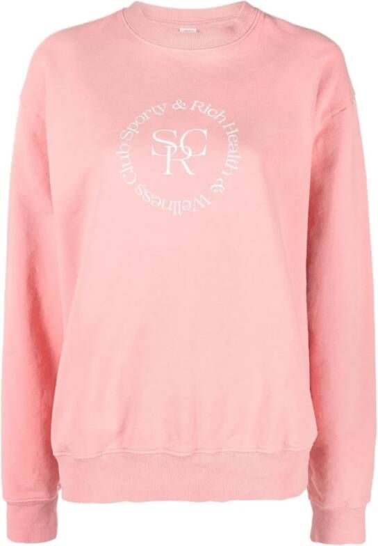 Sporty & Rich Roze Geborduurd-Logo Sweatshirt Pink Heren