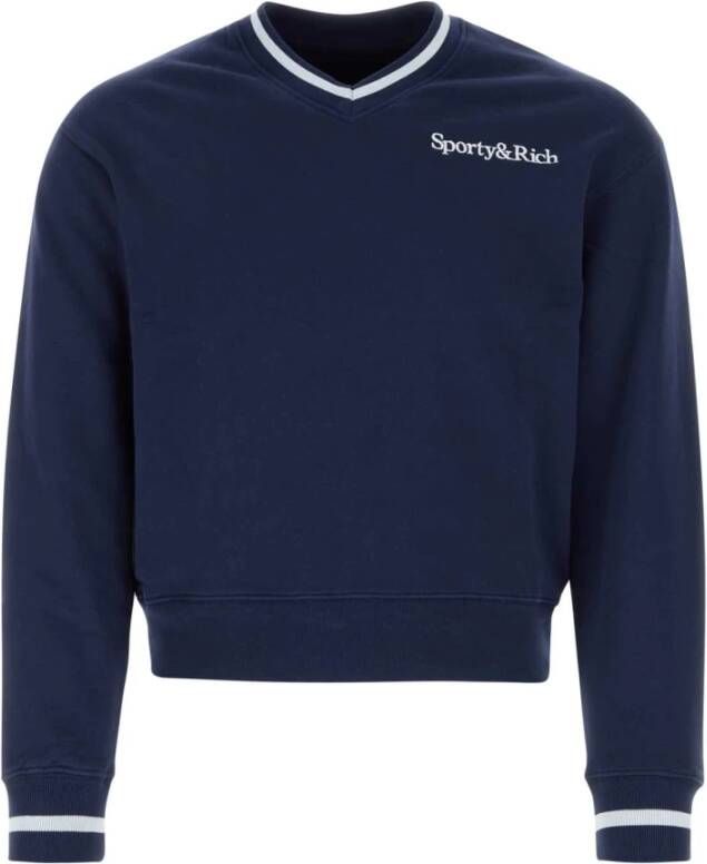 Sporty & Rich Navyblauwe katoenen sweatshirt Stijlvol en comfortabel Blue Heren