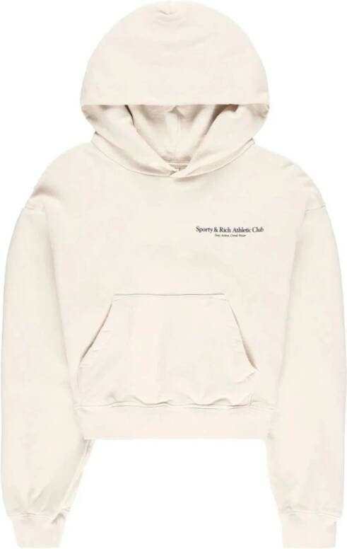 Sporty & Rich Stijlvolle Athletic Club Cropped Hoodie Beige Dames
