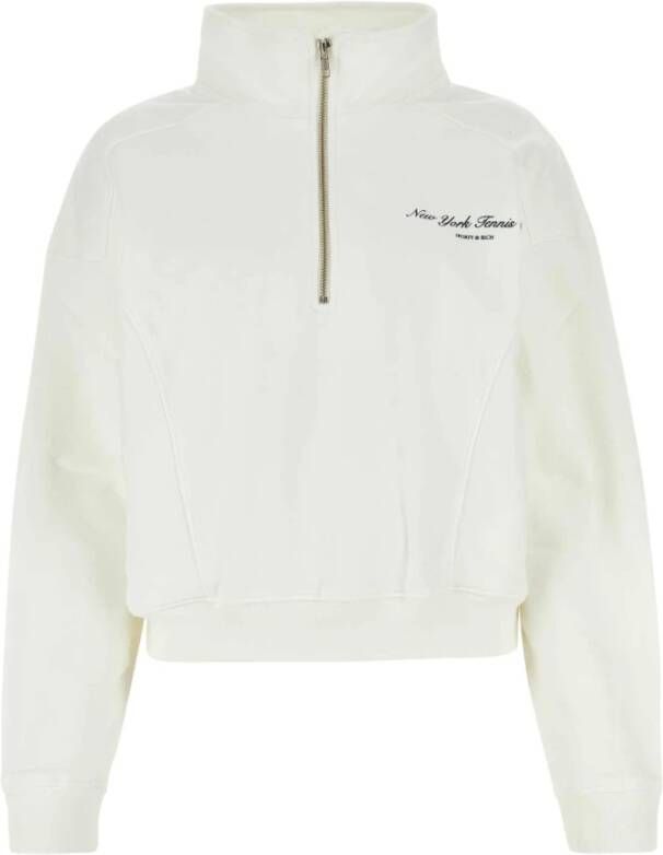 Sporty & Rich Witte katoenen sweatshirt Klassieke stijl White Dames