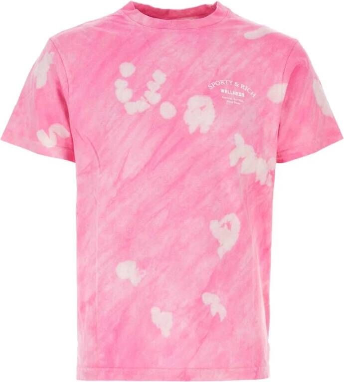 Sporty & Rich Sportief Roze Katoenen T-Shirt Pink Heren