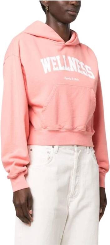 Sporty & Rich Wellness Ivy Cropped Hoodie Sweaters Roze Dames