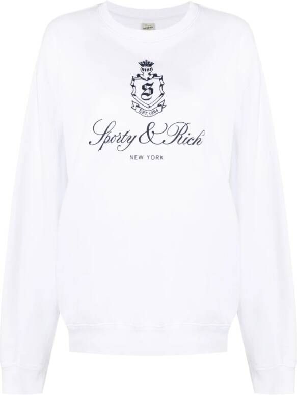 Sporty & Rich Witte Sweaters Vendome Crewneck White Heren