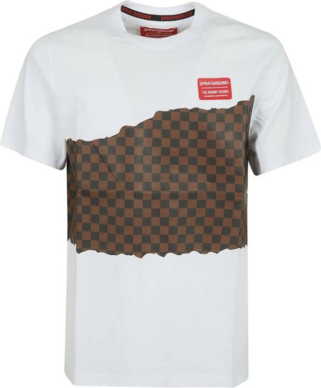 Sprayground Andre Checkered Bianca T-Shirt Wit Unisex