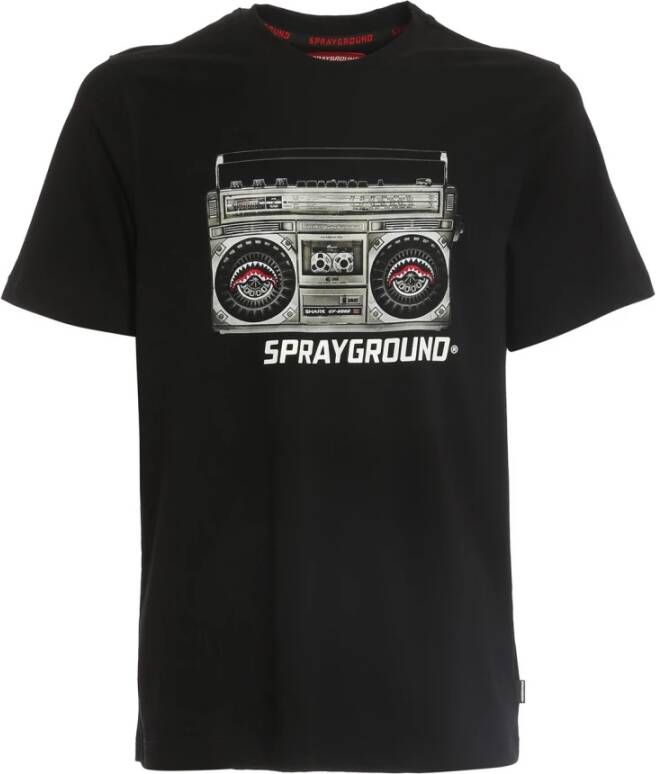 Sprayground Radio Print Jersey T-Shirt Zwart Heren