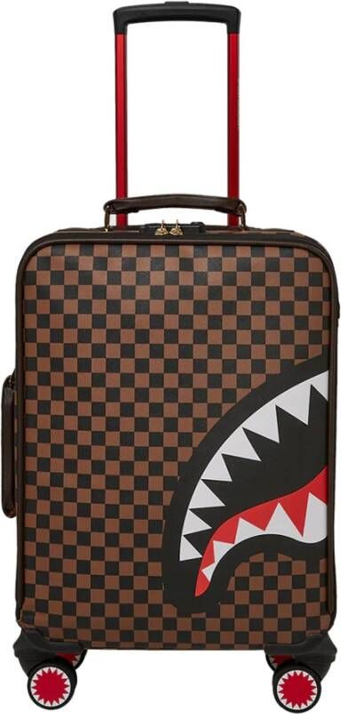 Sprayground Stijlvol Geruite Cabinetas met Iconisch Shark-logo Bruin Heren