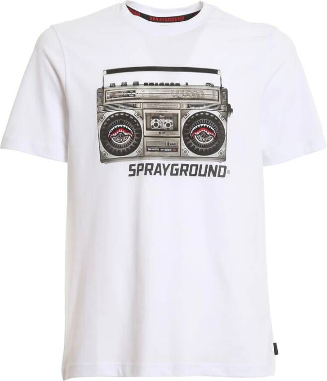 Sprayground Vintage Stereo Print T-Shirt White Heren