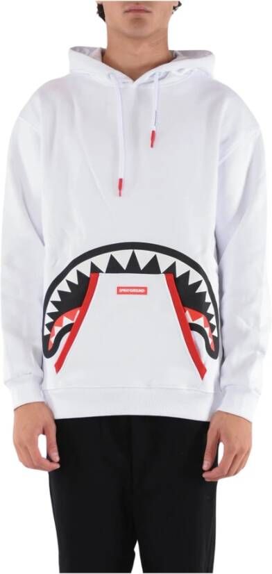 Sprayground Witte hoodie met verborgen haaienprint White Heren