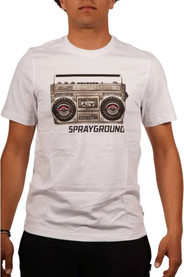 Sprayground Vintage Stereo Print T-Shirt White Heren