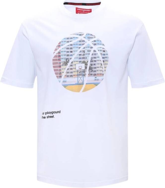 Sprayground Witte Basketbal T-shirt P E 23 Wit Heren