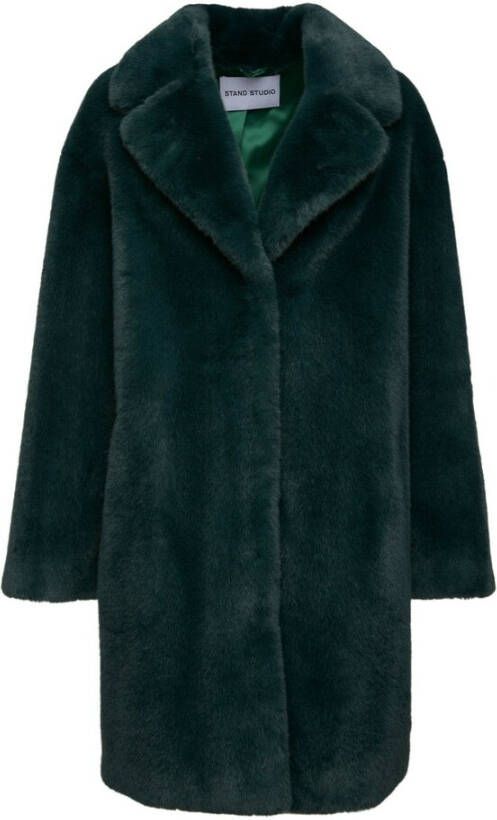 Stand Studio Elektrisch Blauwe Teddy Jas Cocoon Stijl Blue Dames