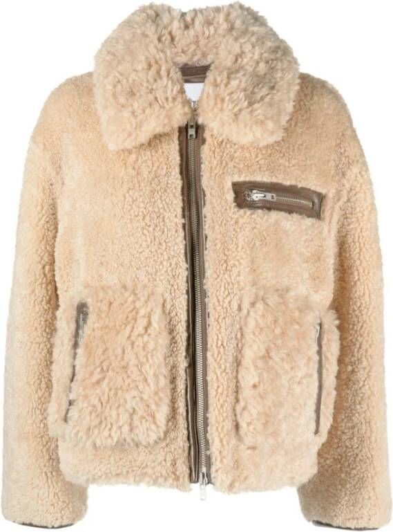 Stand Studio Faux Fur & Shearling Jackets Beige Dames