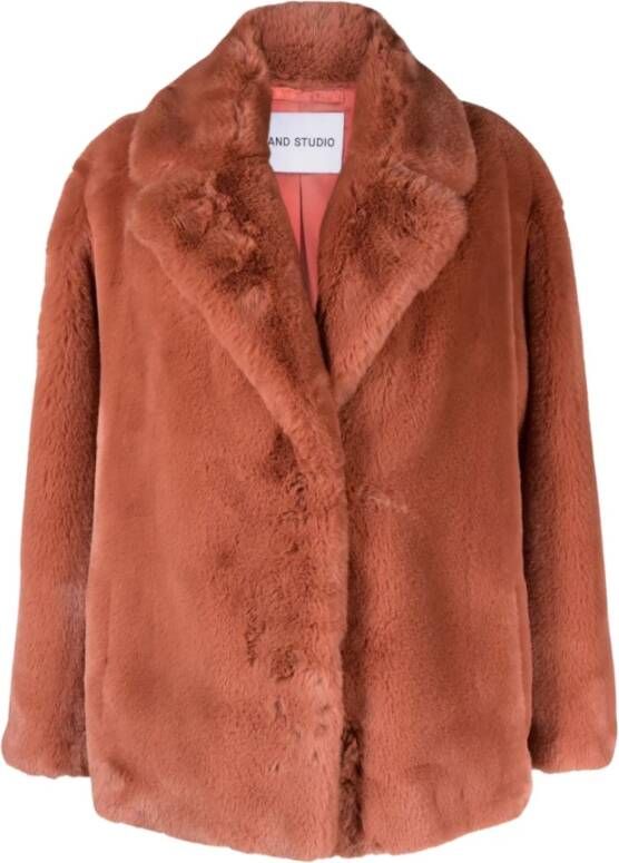 Stand Studio Faux Fur Shearling Jackets Red Dames