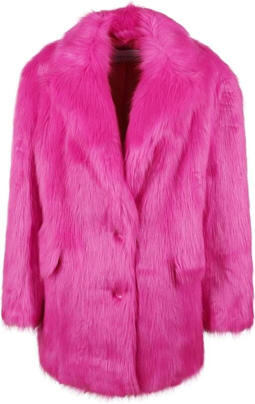 Stand Studio Faux Fur Shearling Jas Roze Dames