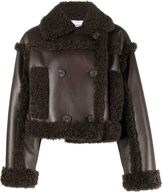 Stand Studio Kristy Cropped Faux Shearling Jas Brown Dames