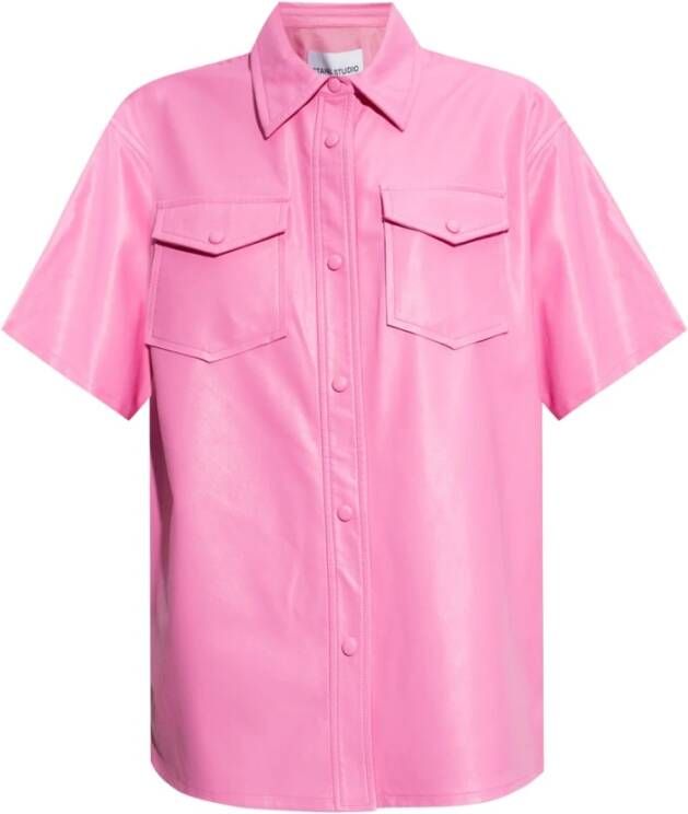 Stand Studio Norea shirt van veganistisch leer Roze Dames