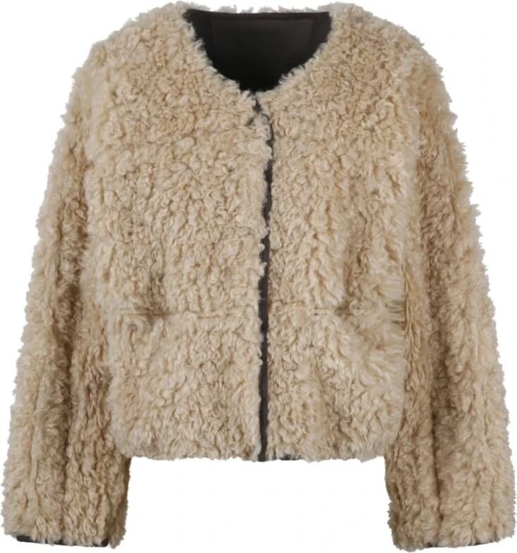 Stand Studio Omkeerbare Faux Shearling Jas Beige Dames
