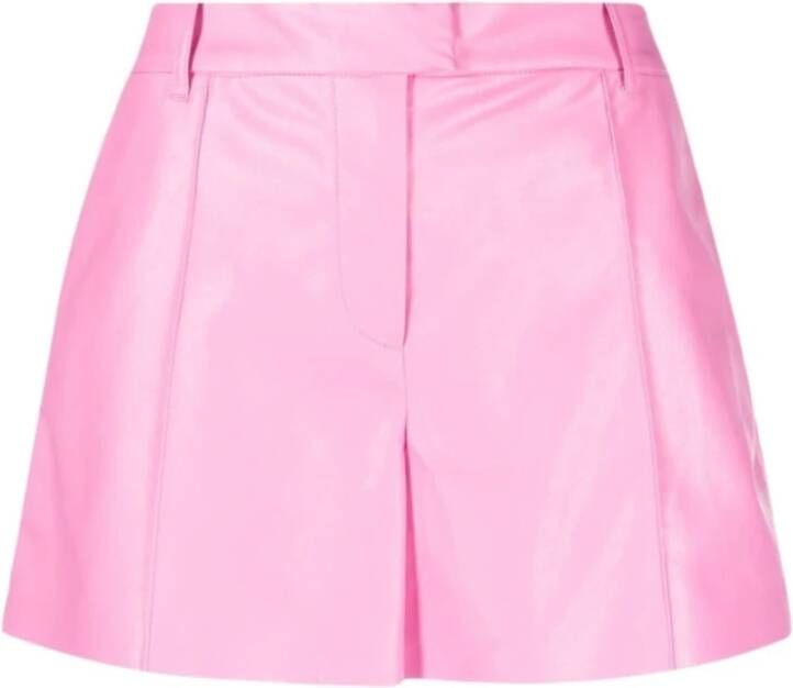 Stand Studio Roze Hoge Taille Leren Shorts Roze Dames