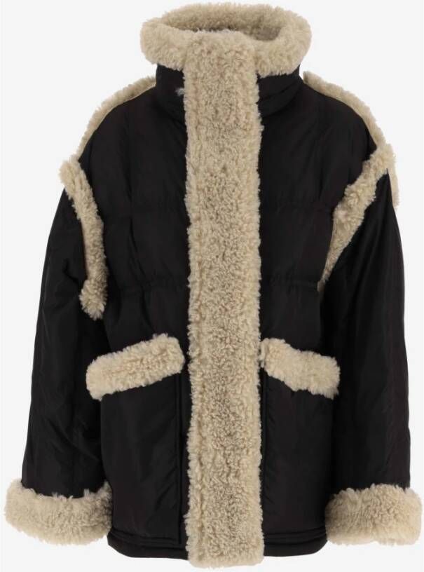Stand Studio Nylonjas met Shearling Inzetstuk Zwart Dames