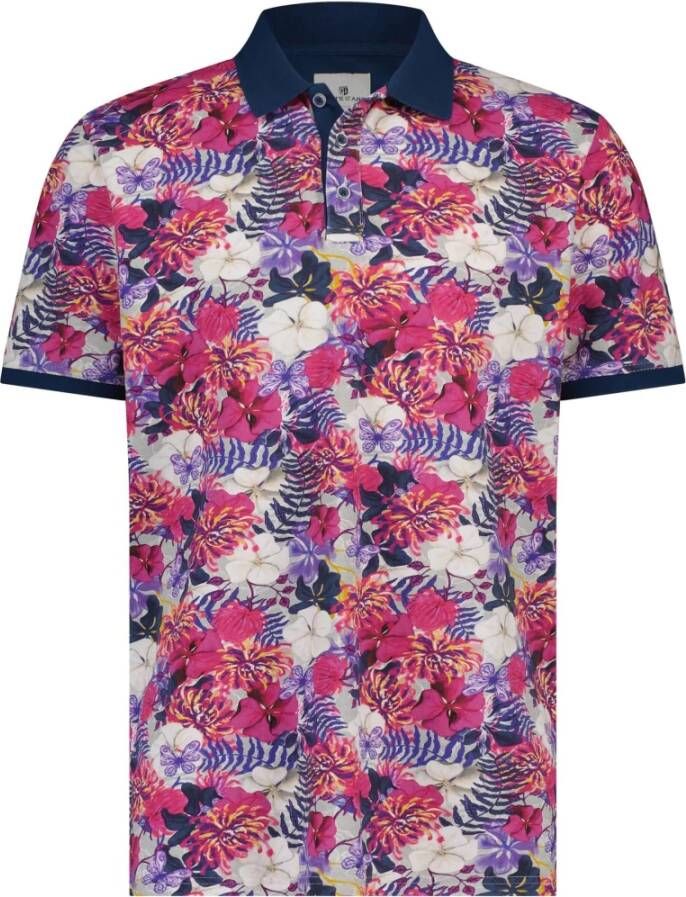State of Art Pique Poloshirt Bloemen Roze Heren