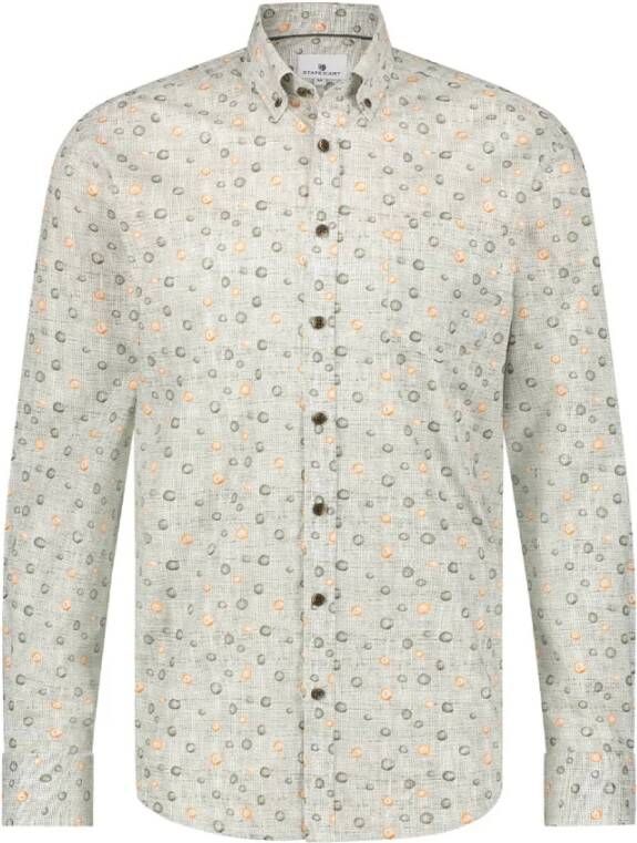 State of Art regular fit overhemd met all over print brique mosgroen