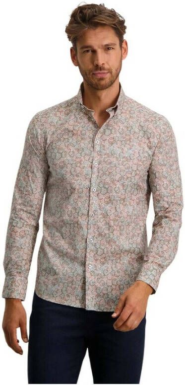 State of Art slim fit overhemd met all over print wit fuchsia - Foto 3