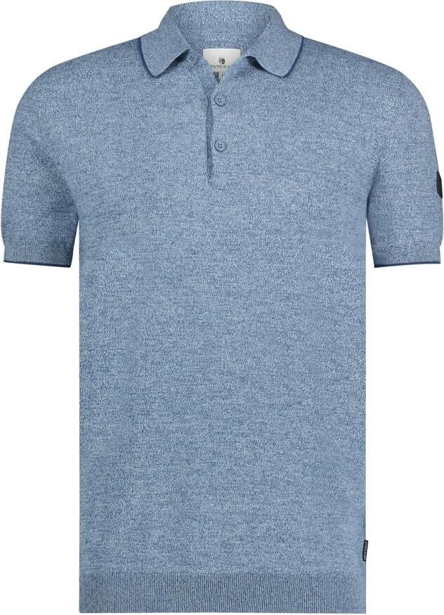 State of Art gemêleerde regular fit polo grijsblauw kobalt