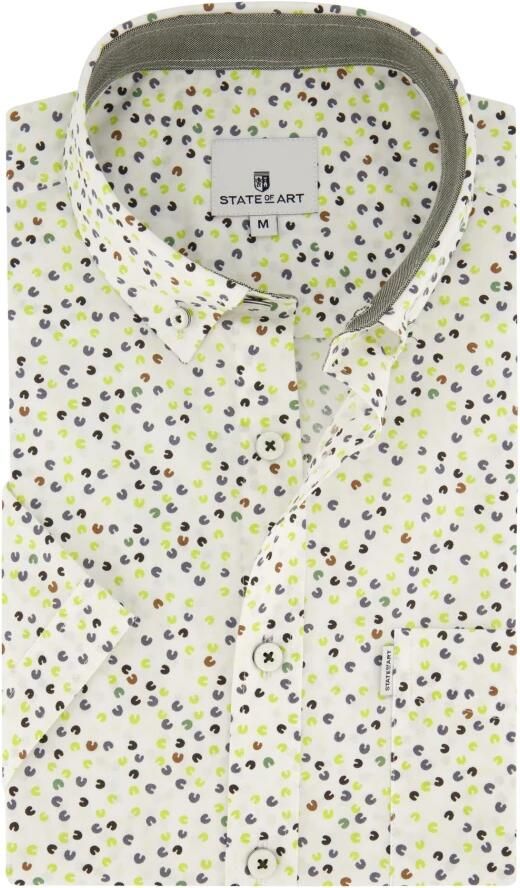 State Of Art Overhemd Lange Mouw Short Sleeve Overhemd Print Groen - Foto 4