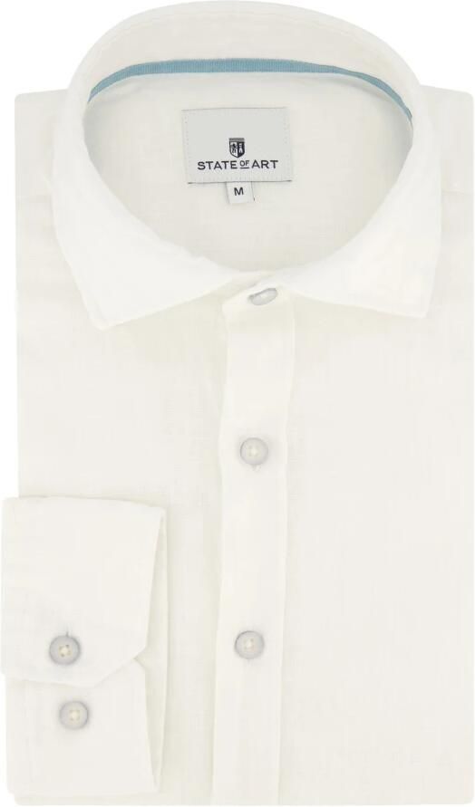 State of Art Casual Wit Linnen Overhemd White Heren
