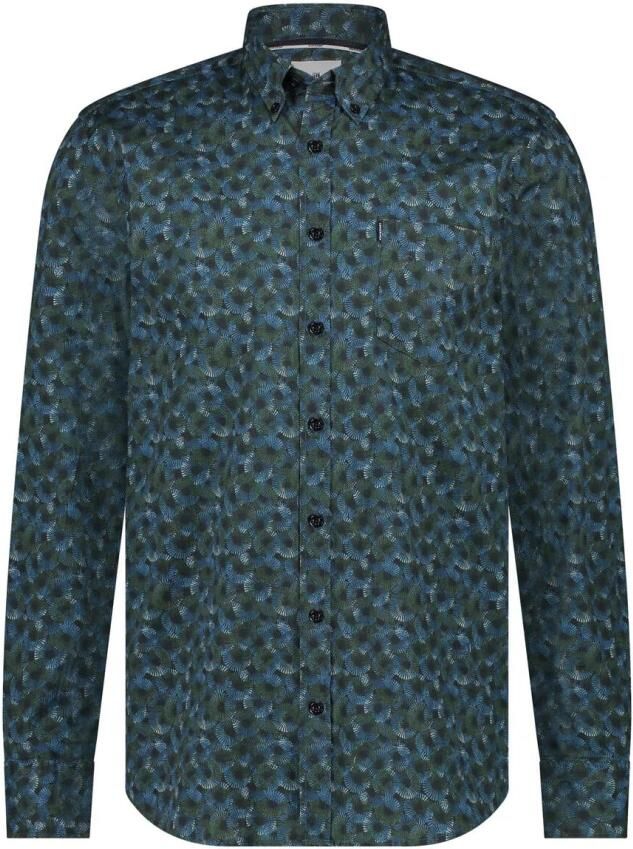 State Of Art Overhemd Lange Mouw Overhemd Poplin Print Navy Groen