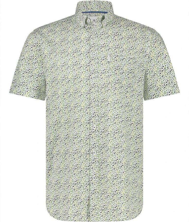 State Of Art Overhemd Korte Mouw Short Sleeve Overhemd Print Groen - Foto 4