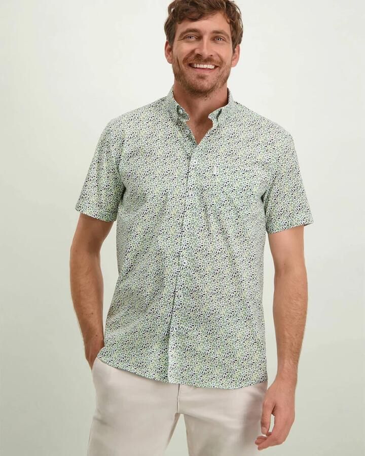 State Of Art Overhemd Korte Mouw Short Sleeve Overhemd Print Groen - Foto 2