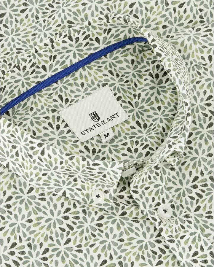 State Of Art Overhemd Korte Mouw Short Sleeve Overhemd Print Groen