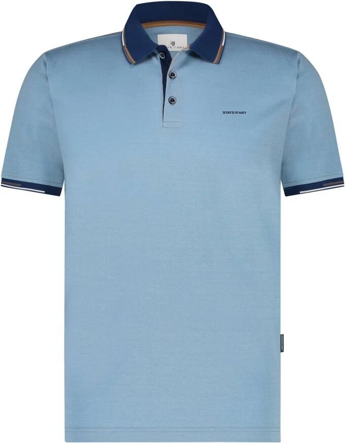 State of Art Polo Shirt Korte Mouw Lichtblauw Blue Heren