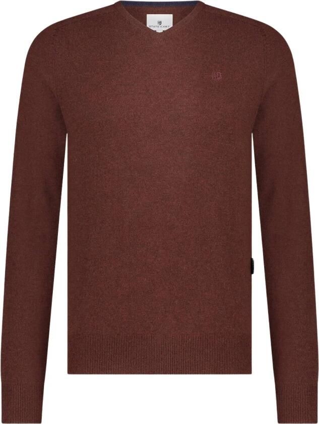 State of Art V-hals Pullover Effen Trui Red Heren