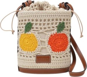 Staud Fruit Crochet Anita Bucket Bag in Canvas Wit Dames