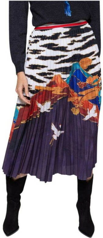 Stella Jean Polyester pleated skirt with print Grijs Dames