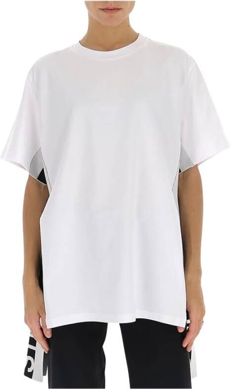 Stella Mccartney Asymmetrisch logo streep T-shirt Wit Dames