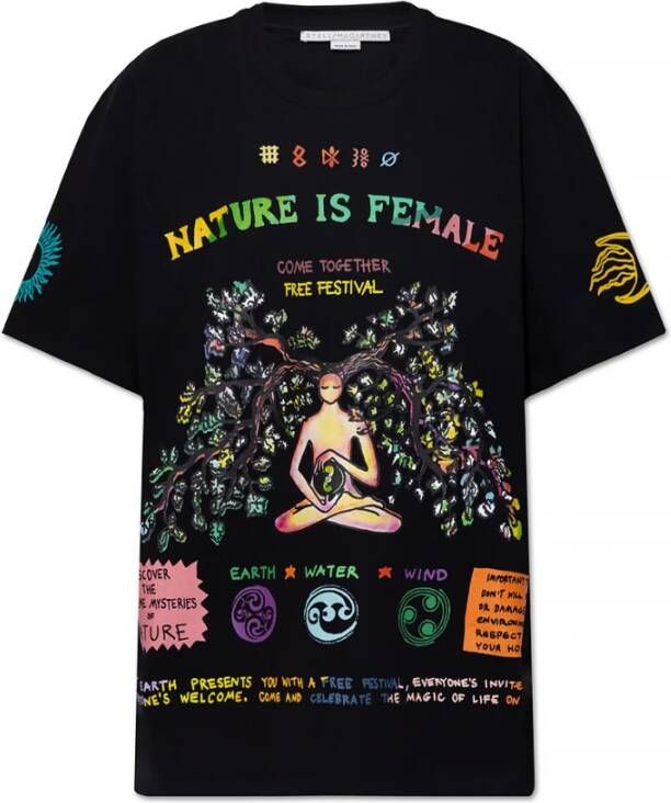 Stella Mccartney Nature Is Dames Print T-Shirt Zwart Dames
