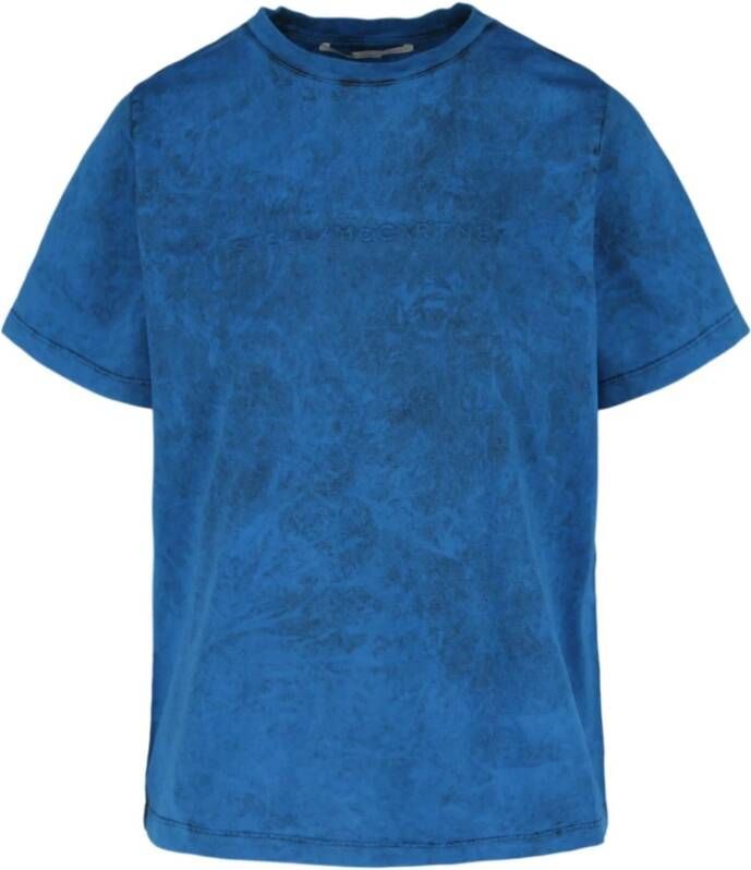 Stella Mccartney Blauw Geëmbosseerd Logo T-Shirt Blauw Dames