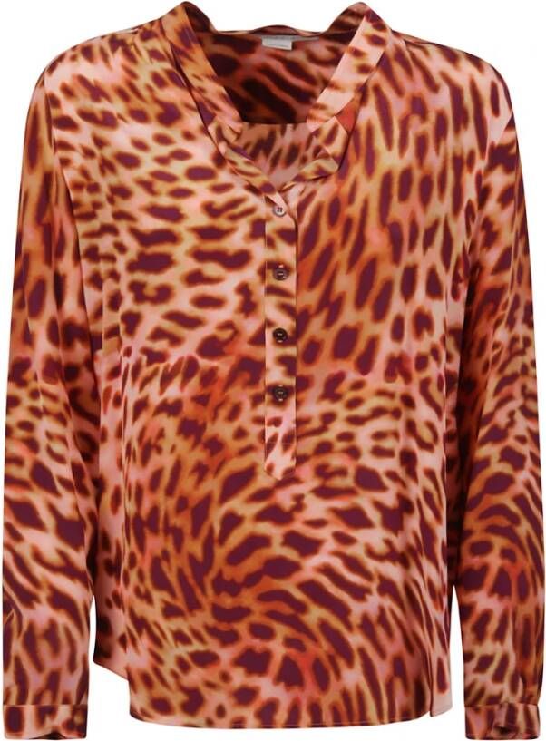 Stella Mccartney Cheetah Print Zijden CDC Shirt Orange Dames