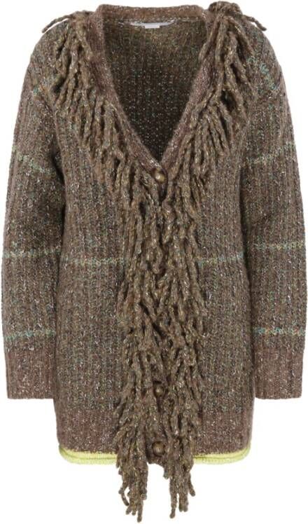 Stella Mccartney Beige Cable-Knit Tweed Cardi-Coat Brown Dames