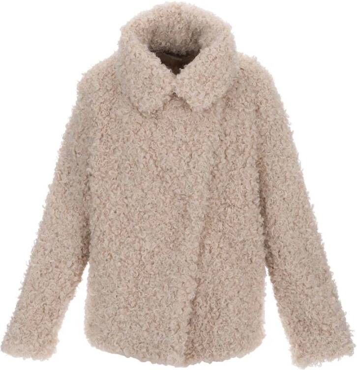 Stella Mccartney Beige Teddy Fur Oversized Coat Beige Dames