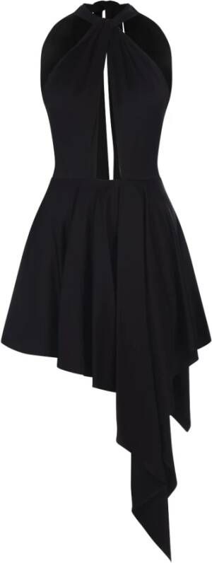 Stella Mccartney Tijdloze zwarte mini-jurk met vetersluiting op de rug Black Dames